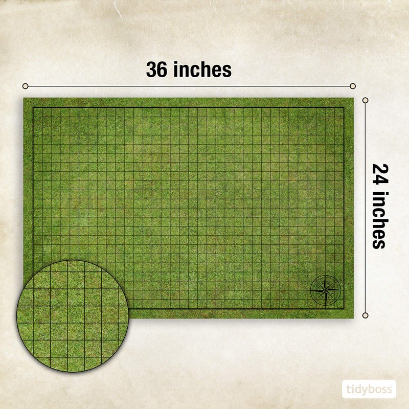 Tidyboss DND Starter Set | 3 X Double Sides 24x 36 Game Grid Mat | 6 Terrains Includes Dry Erase Markers, Eraser, Dice and Clips - Image 3